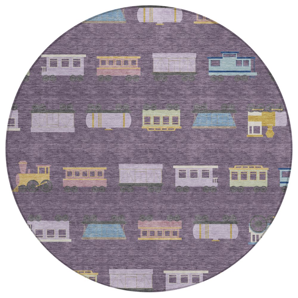 Machine Washable Indoor/Outdoor Chantille ACN2621 Purple 8' x 8' Round Rug. Picture 1