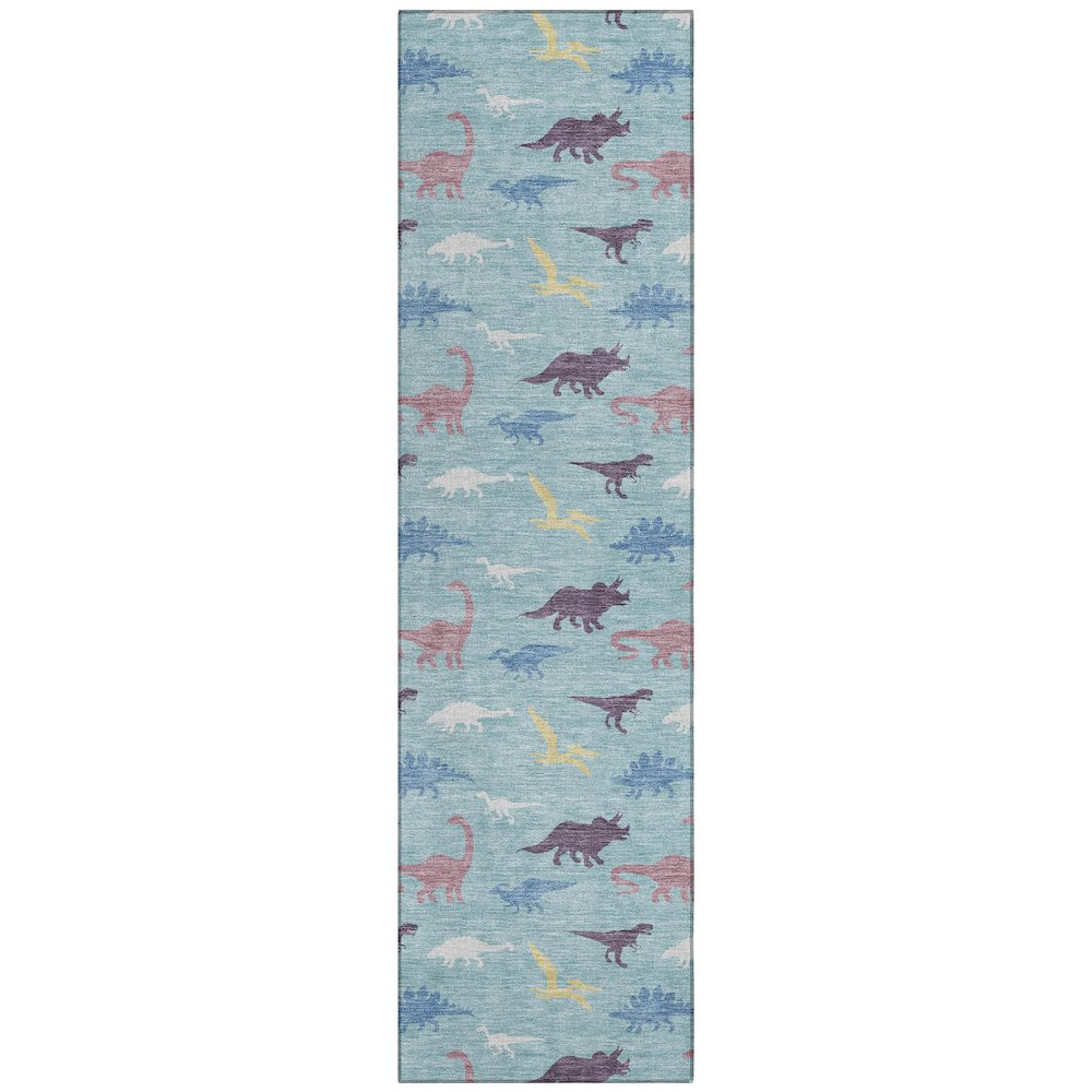 Machine Washable Indoor/Outdoor Chantille ACN2622 Teal 2'3" x 7'6" Runner Rug. Picture 1