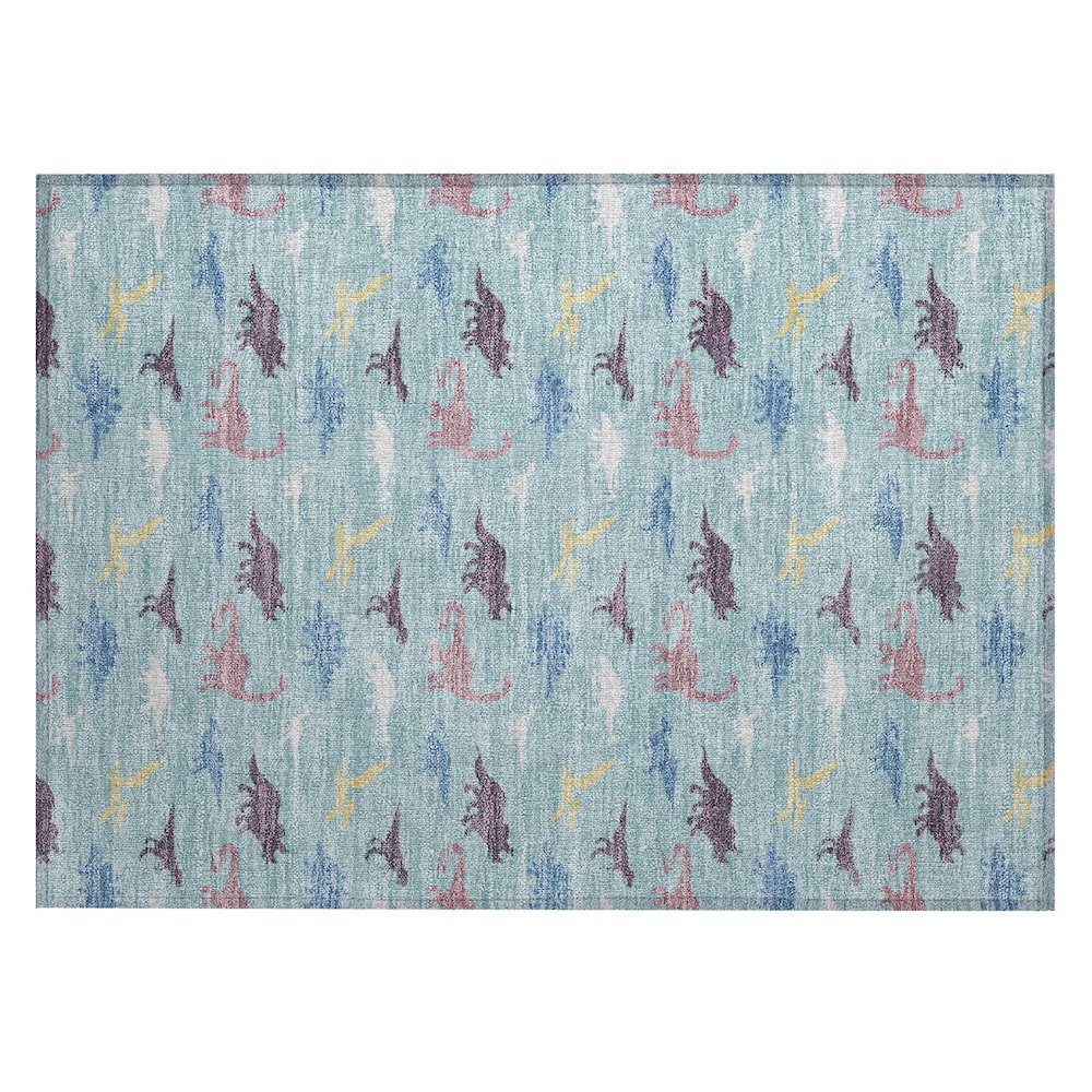 Machine Washable Indoor/Outdoor Chantille ACN2622 Teal 1'8" x 2'6" Rug. Picture 1