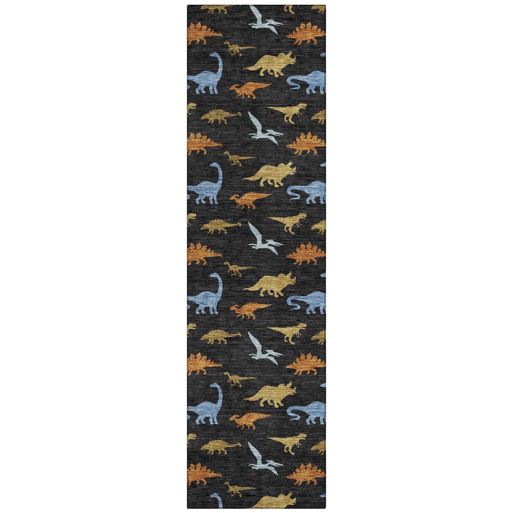 Machine Washable Indoor/Outdoor Chantille ACN2622 Black 2'3" x 7'6" Runner Rug. Picture 1