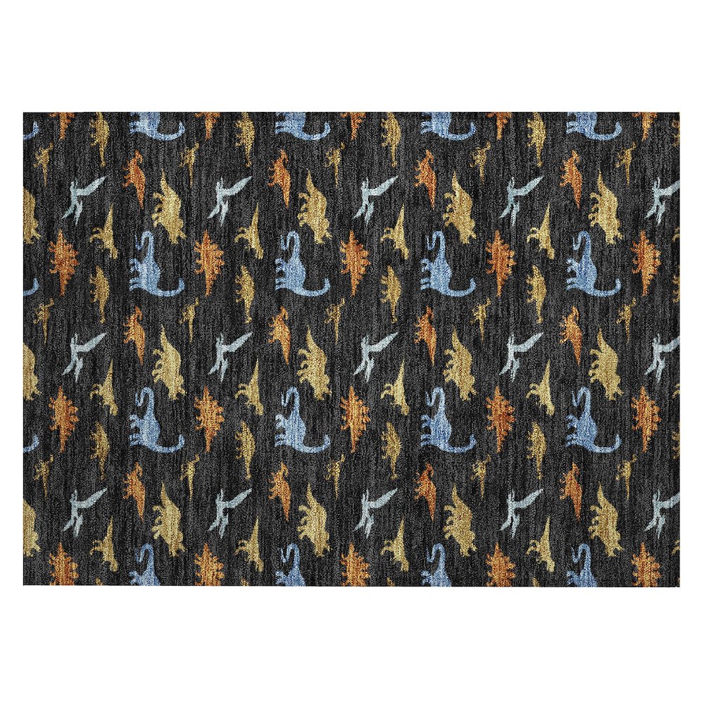 Machine Washable Indoor/Outdoor Chantille ACN2622 Black 1'8" x 2'6" Rug. Picture 1