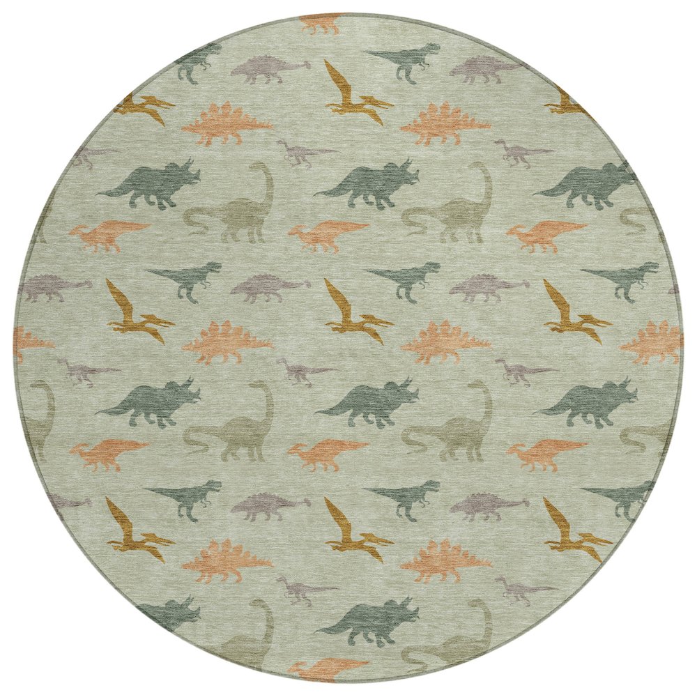 Machine Washable Indoor/Outdoor Chantille ACN2622 Green 8' x 8' Round Rug. Picture 1
