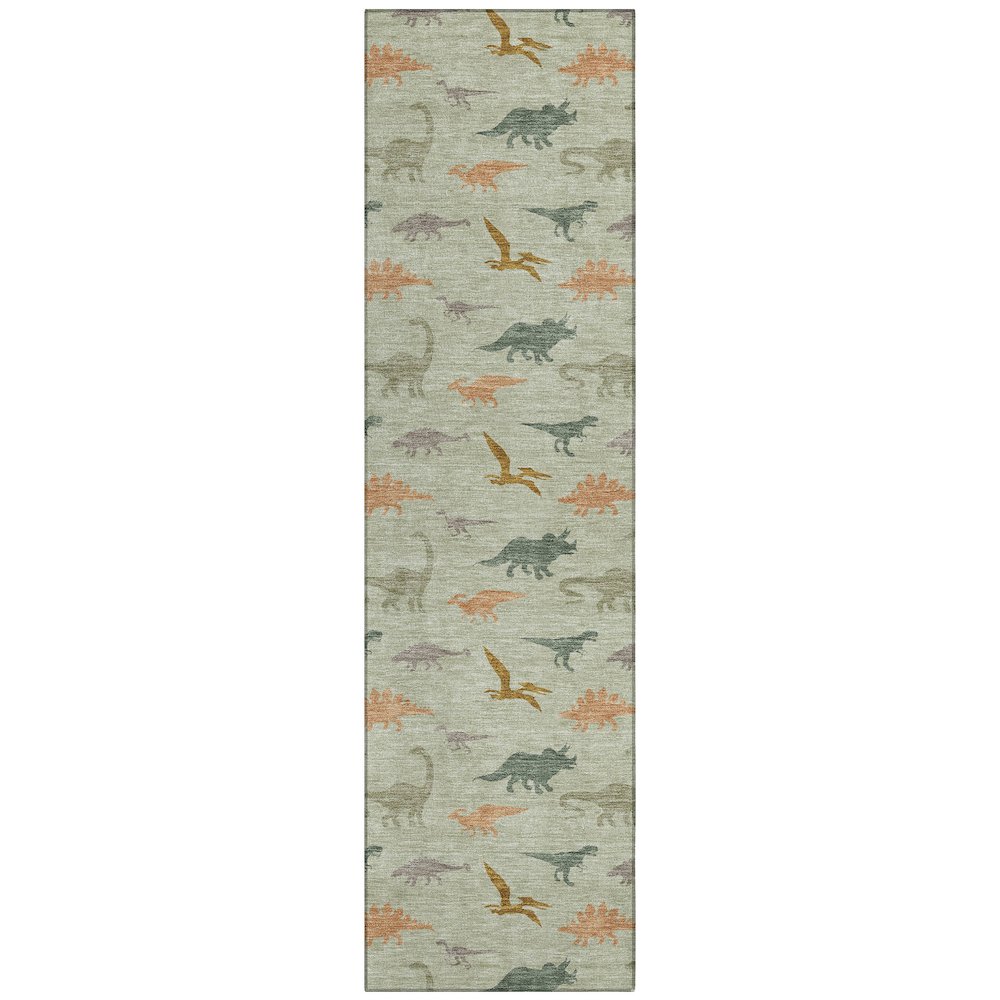 Machine Washable Indoor/Outdoor Chantille ACN2622 Green 2'3" x 7'6" Runner Rug. Picture 1