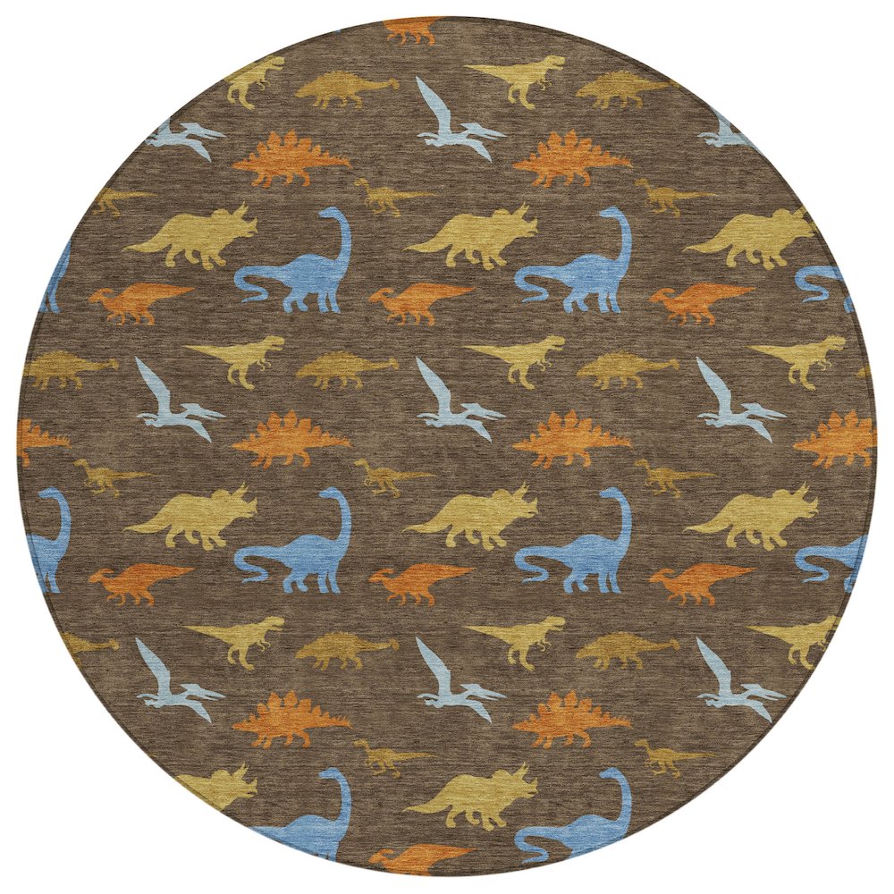 Machine Washable Indoor/Outdoor Chantille ACN2622 Brown 8' x 8' Round Rug. Picture 1