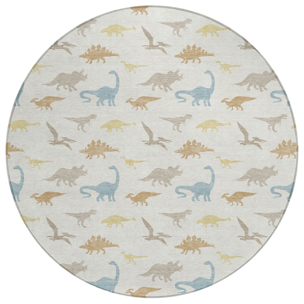 Machine Washable Indoor/Outdoor Chantille ACN2622 Ivory 8' x 8' Round Rug. Picture 1
