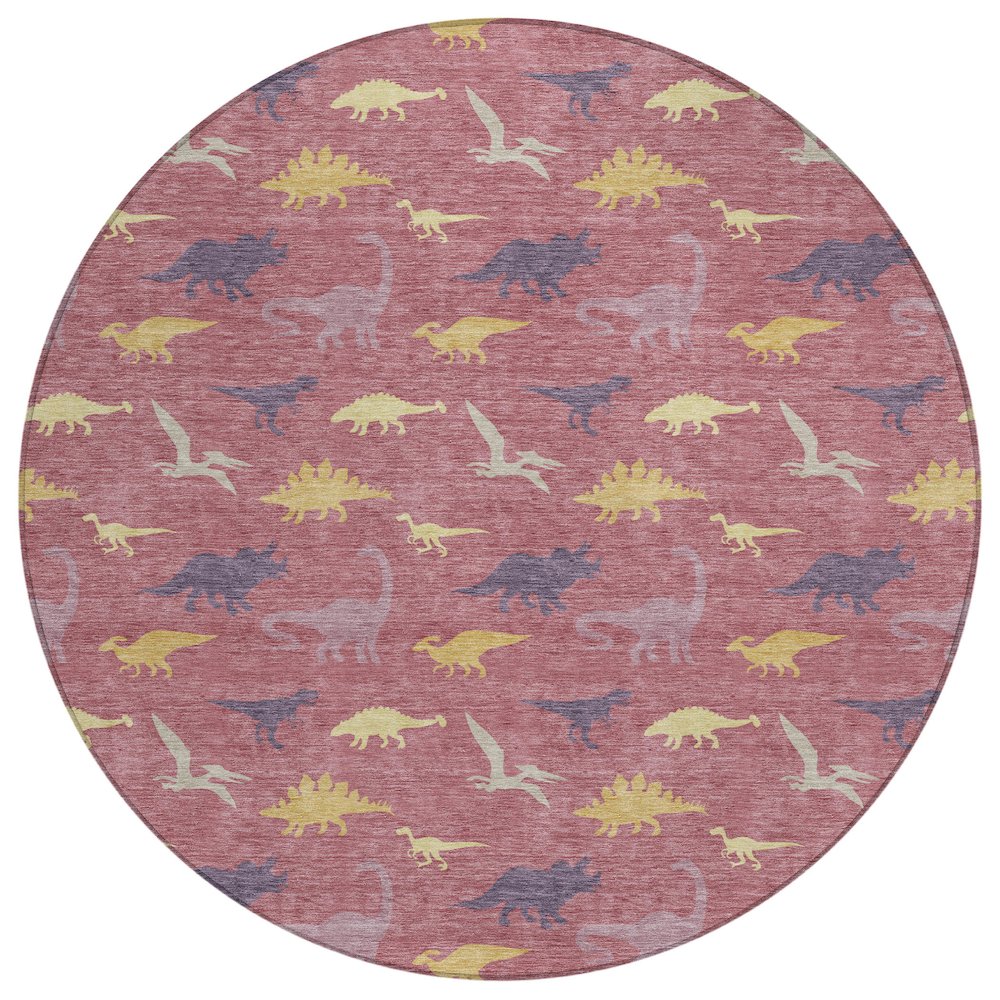 Machine Washable Indoor/Outdoor Chantille ACN2622 Pink 8' x 8' Round Rug. Picture 1