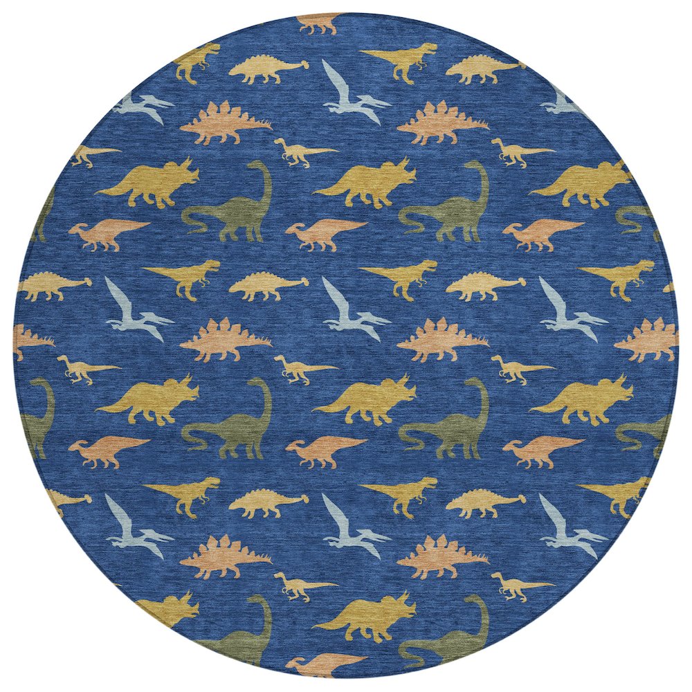 Machine Washable Indoor/Outdoor Chantille ACN2622 Blue 8' x 8' Round Rug. Picture 1