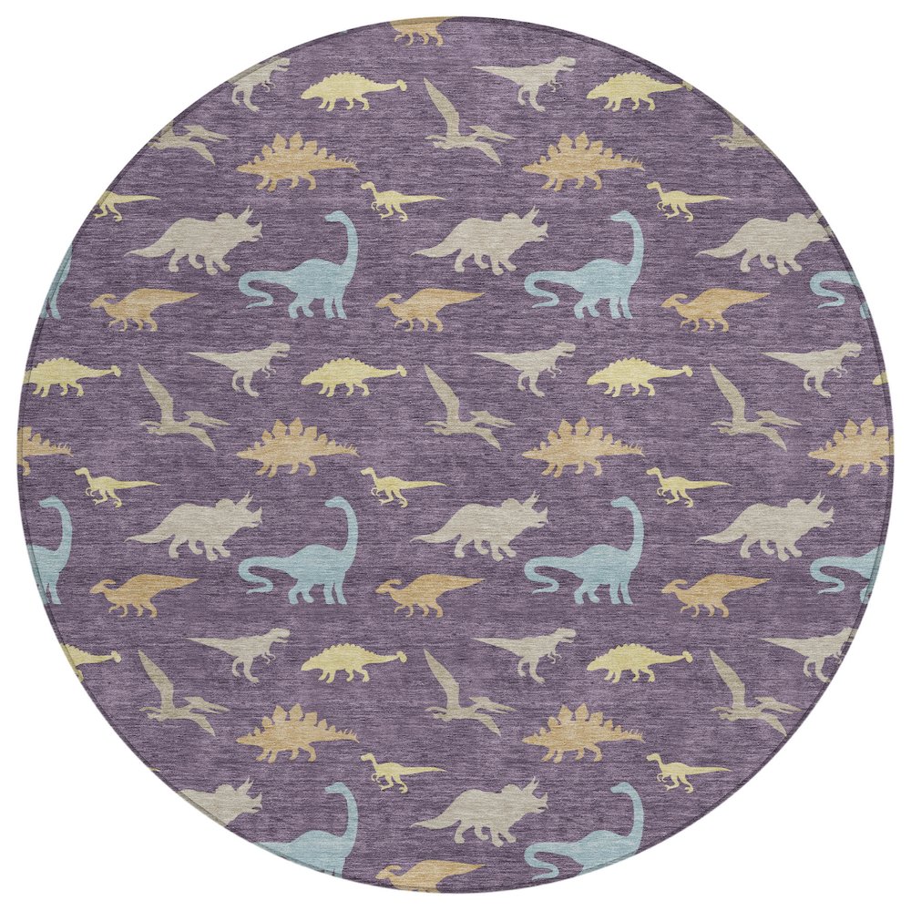Machine Washable Indoor/Outdoor Chantille ACN2622 Purple 8' x 8' Round Rug. Picture 1
