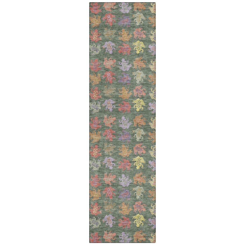 Machine Washable Indoor/Outdoor Chantille ACN2623 Green 2'3" x 7'6" Runner Rug. Picture 1