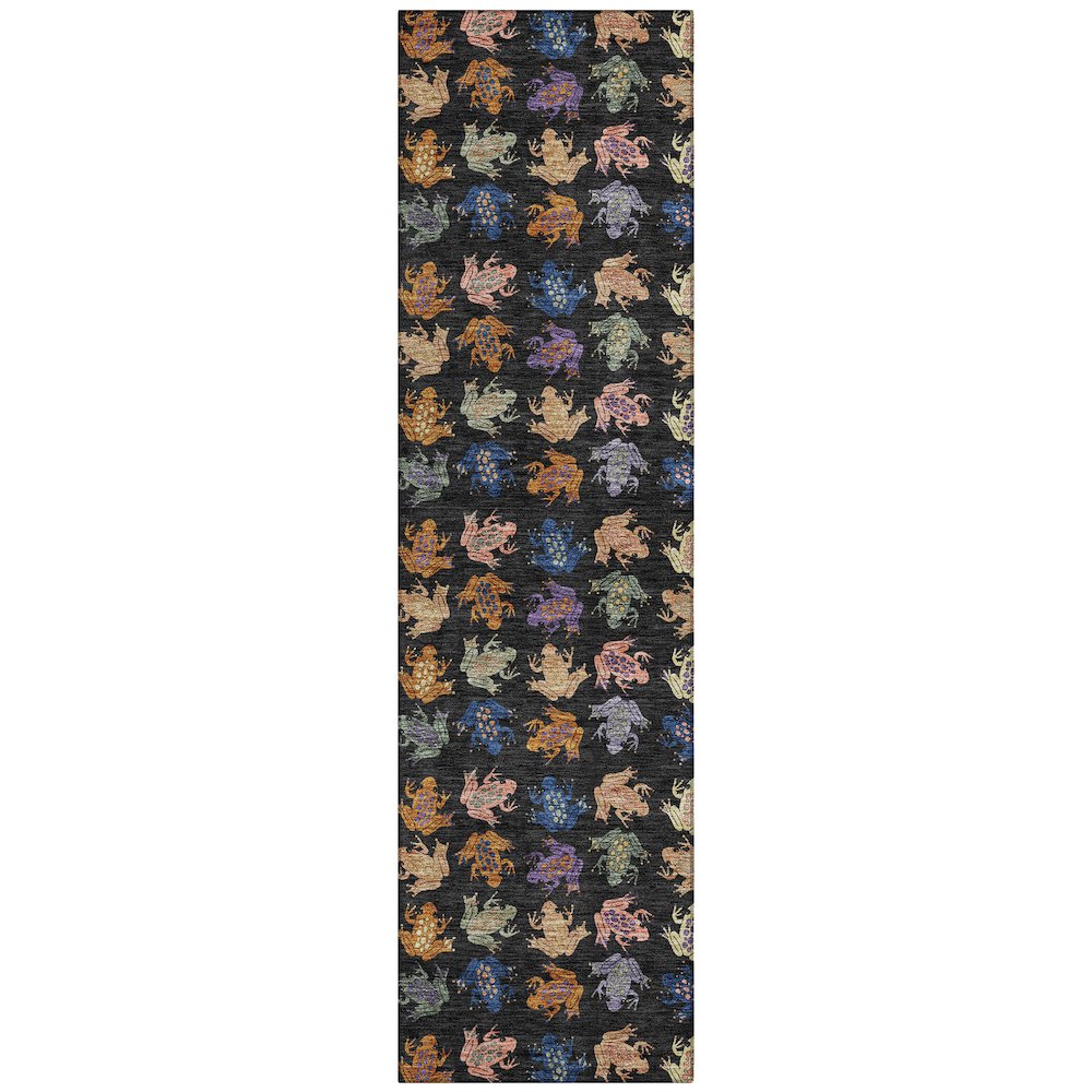 Machine Washable Indoor/Outdoor Chantille ACN2623 Black 2'3" x 7'6" Runner Rug. Picture 1