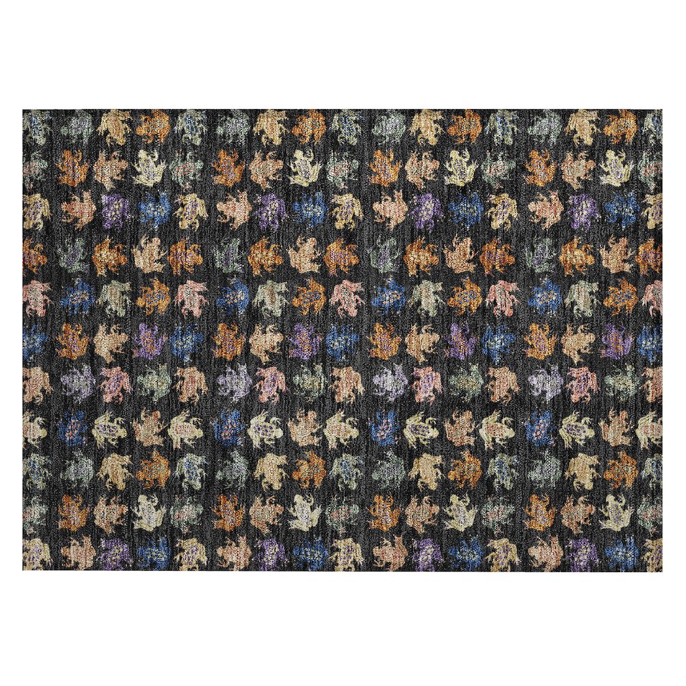 Machine Washable Indoor/Outdoor Chantille ACN2623 Black 1'8" x 2'6" Rug. Picture 1