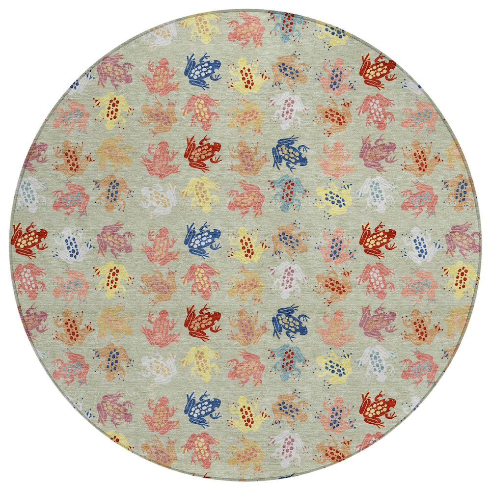 Machine Washable Indoor/Outdoor Chantille ACN2623 Green 8' x 8' Round Rug. Picture 1