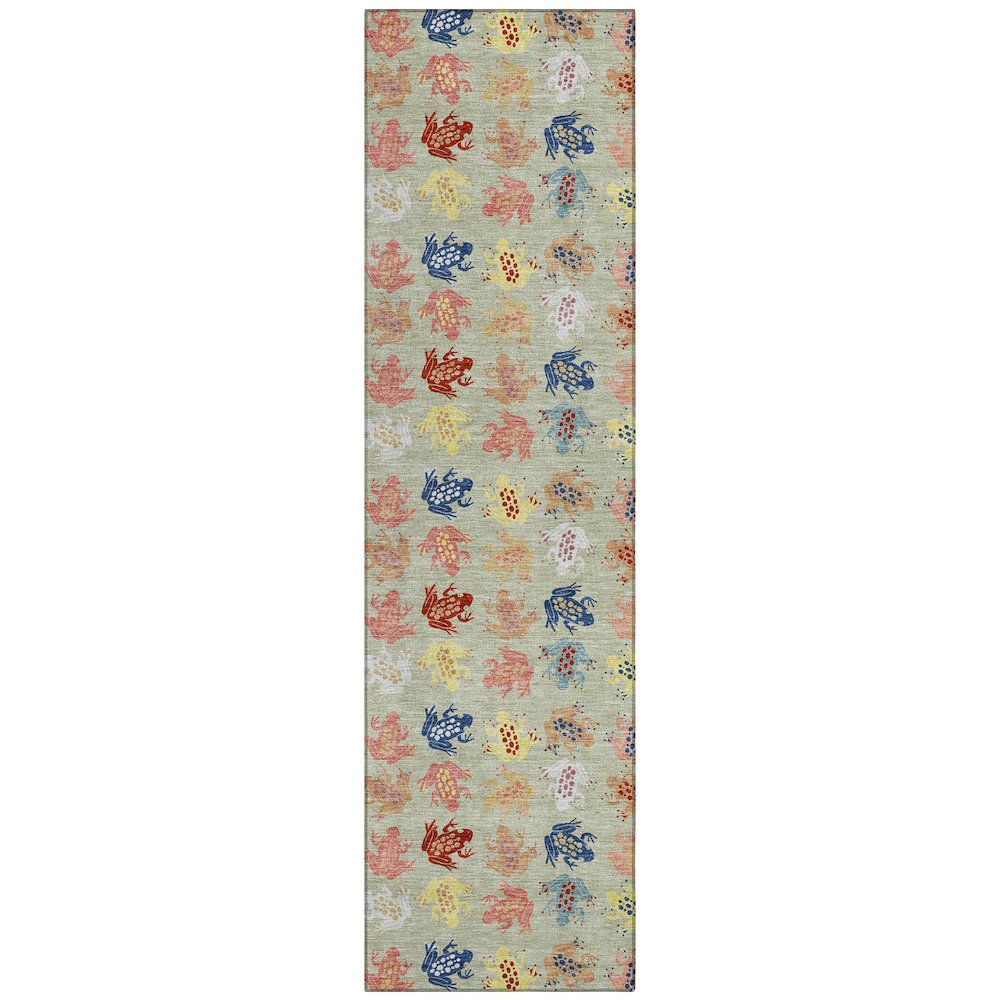 Machine Washable Indoor/Outdoor Chantille ACN2623 Green 2'3" x 7'6" Runner Rug. Picture 1