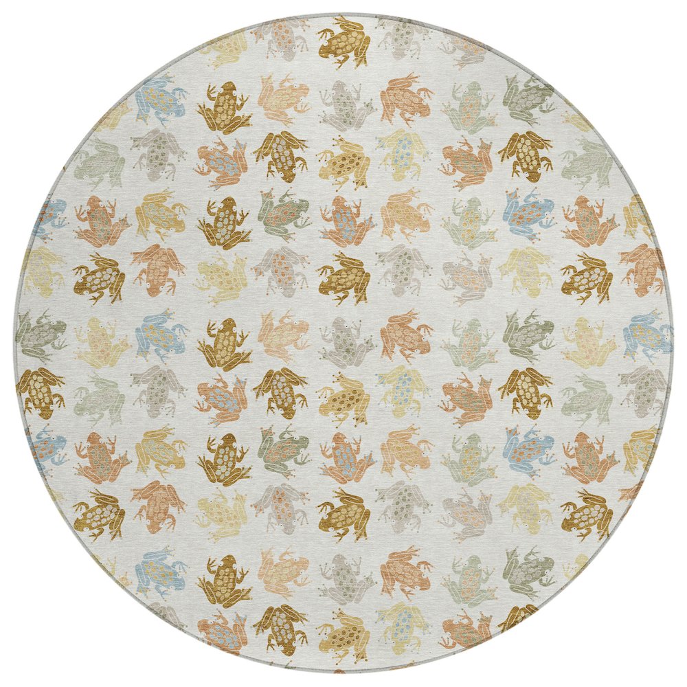 Machine Washable Indoor/Outdoor Chantille ACN2623 Ivory 8' x 8' Round Rug. Picture 1