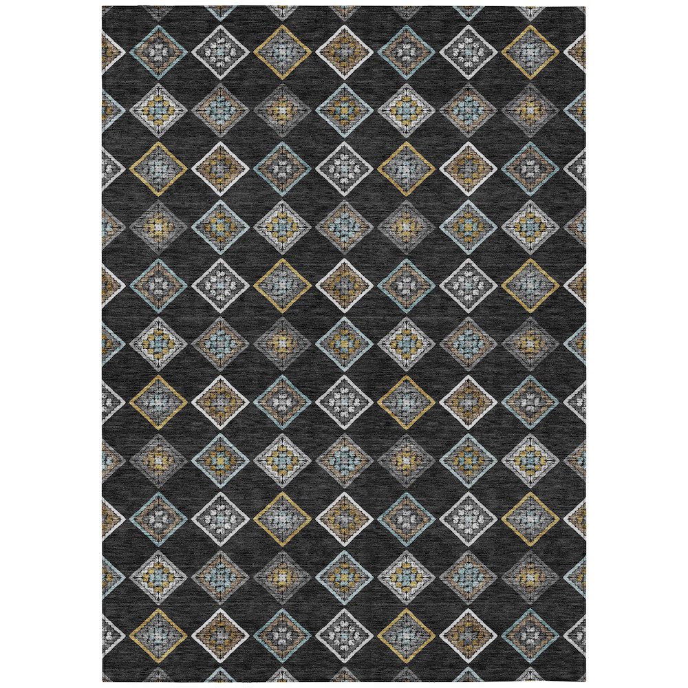 Machine Washable Indoor/Outdoor Chantille ACN2624 Black 2'6" x 3'10" Rug. Picture 1