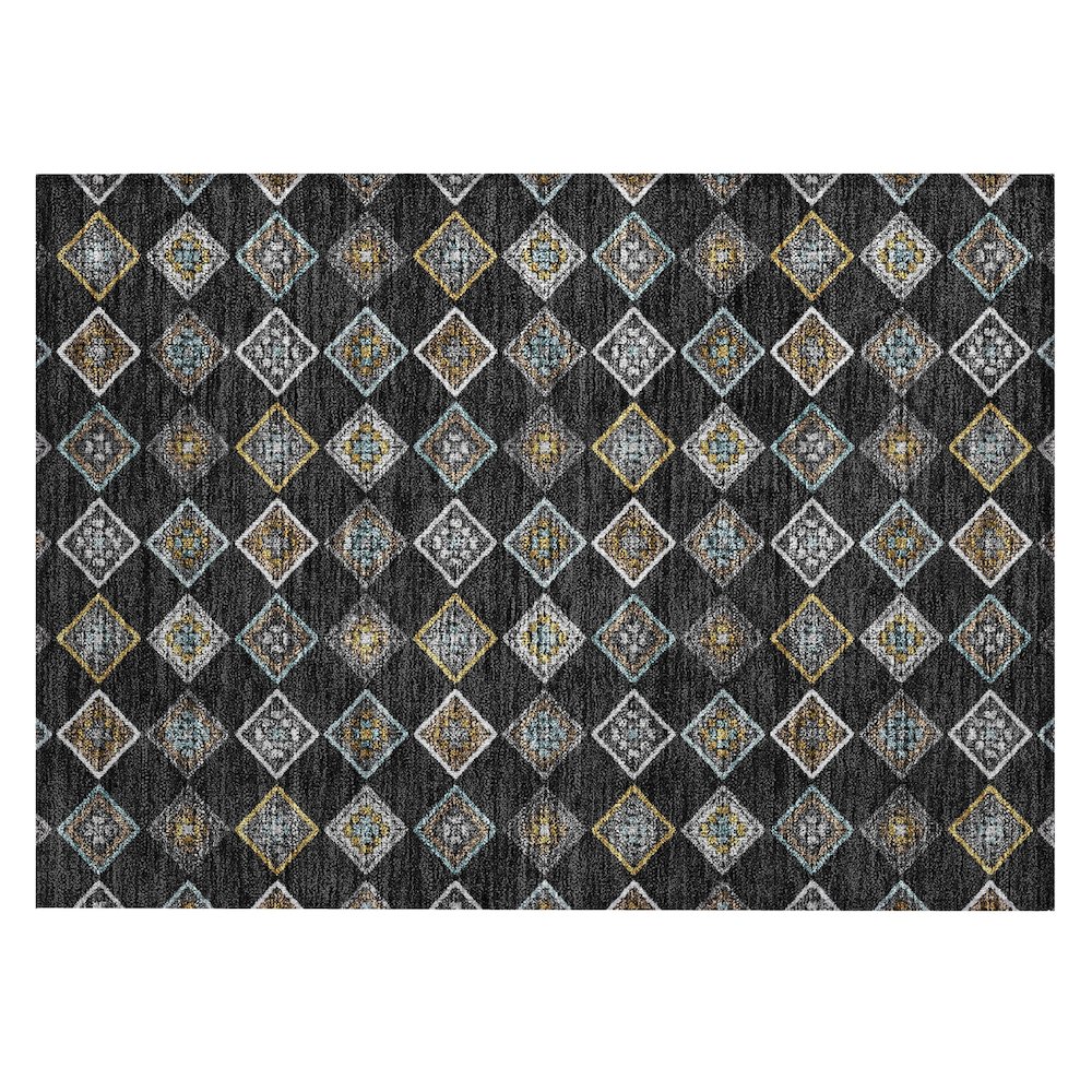 Machine Washable Indoor/Outdoor Chantille ACN2624 Black 1'8" x 2'6" Rug. Picture 1