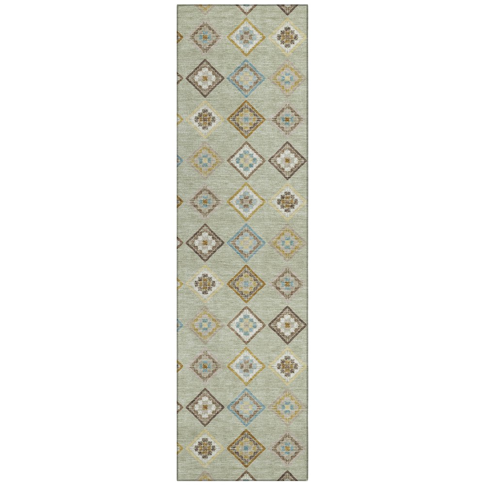Machine Washable Indoor/Outdoor Chantille ACN2624 Green 2'3" x 7'6" Runner Rug. Picture 1