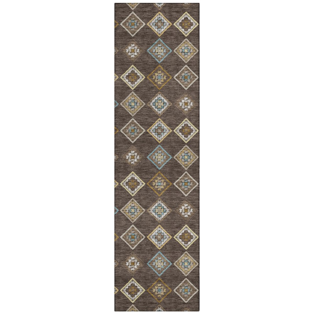 Machine Washable Indoor/Outdoor Chantille ACN2624 Brown 2'3" x 7'6" Runner Rug. Picture 1