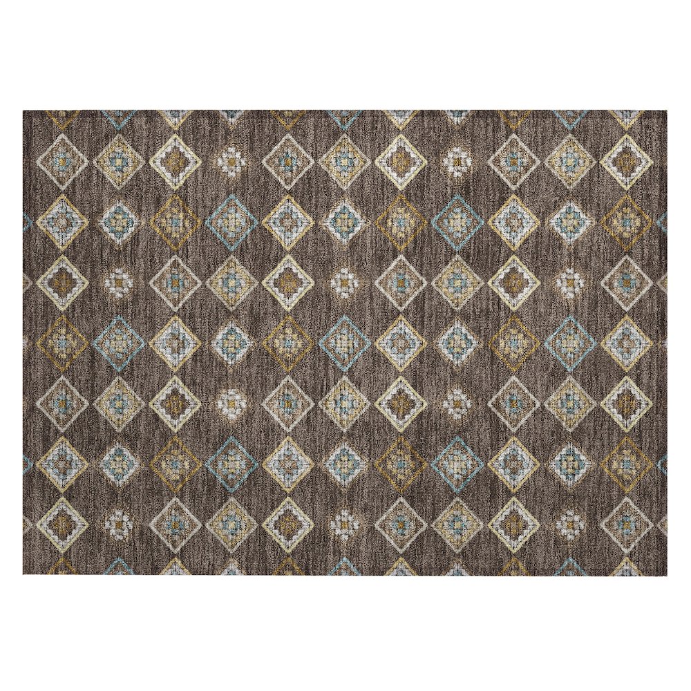 Machine Washable Indoor/Outdoor Chantille ACN2624 Brown 1'8" x 2'6" Rug. Picture 1