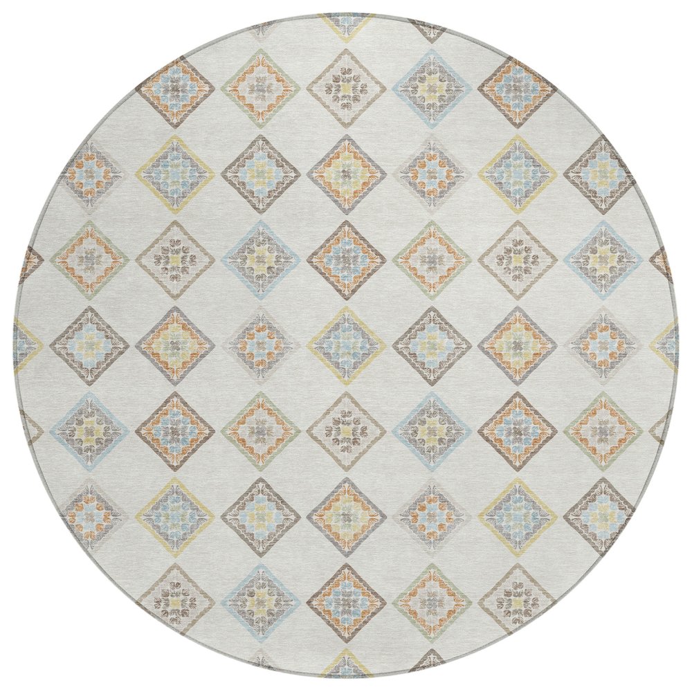 Machine Washable Indoor/Outdoor Chantille ACN2624 Ivory 8' x 8' Round Rug. Picture 1