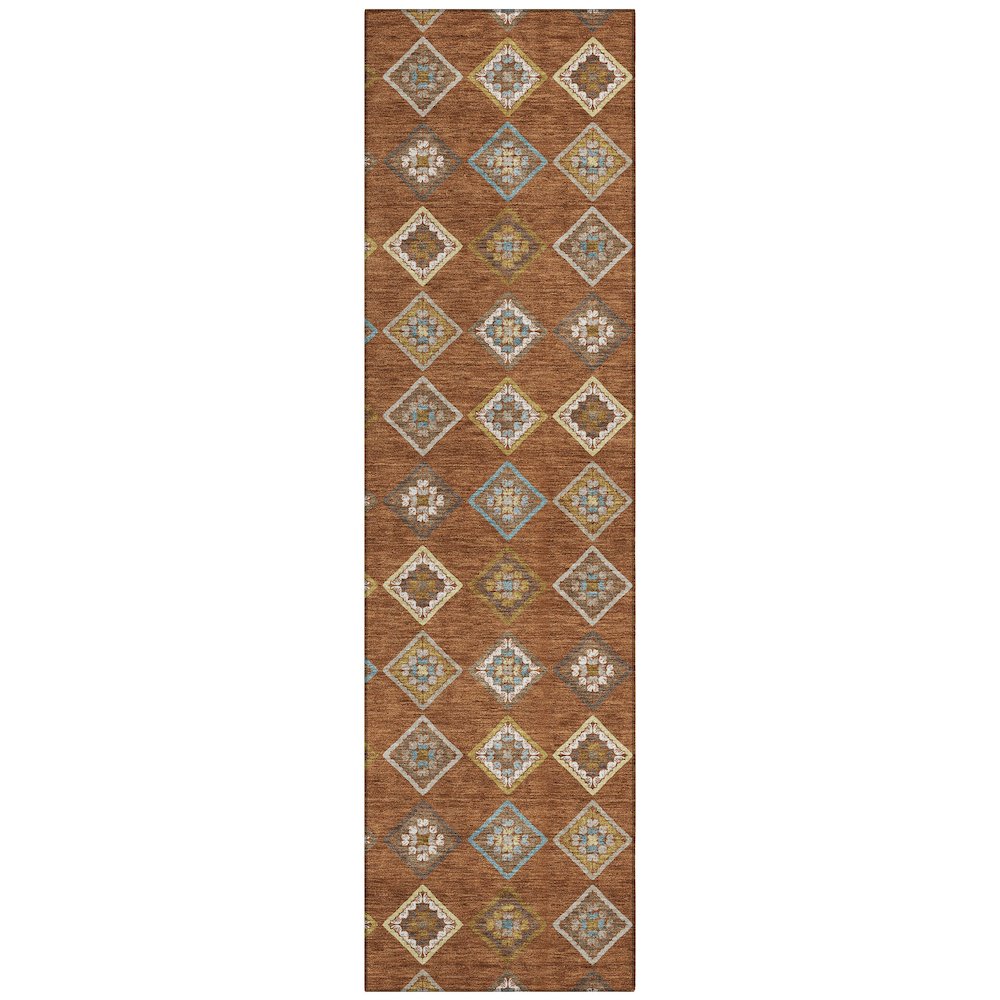 Machine Washable Indoor/Outdoor Chantille ACN2624 Orange 2'3" x 7'6" Runner Rug. Picture 1