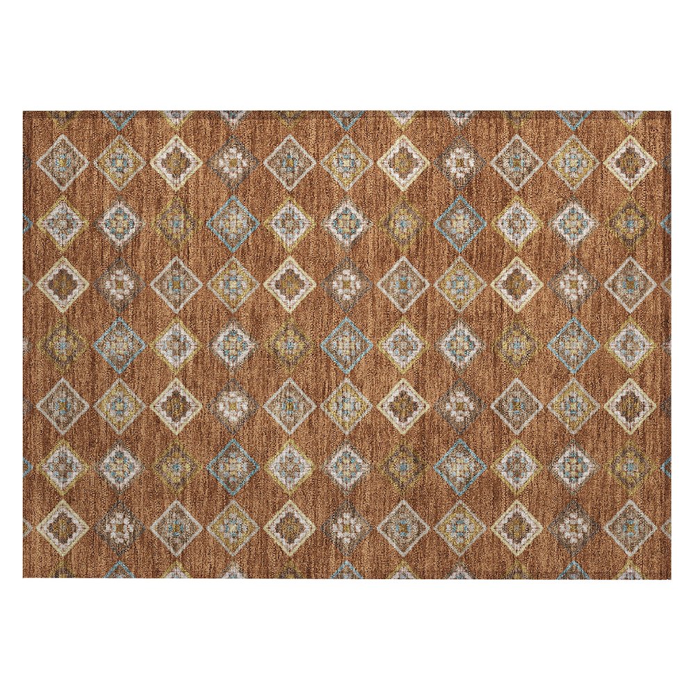 Machine Washable Indoor/Outdoor Chantille ACN2624 Orange 1'8" x 2'6" Rug. Picture 1