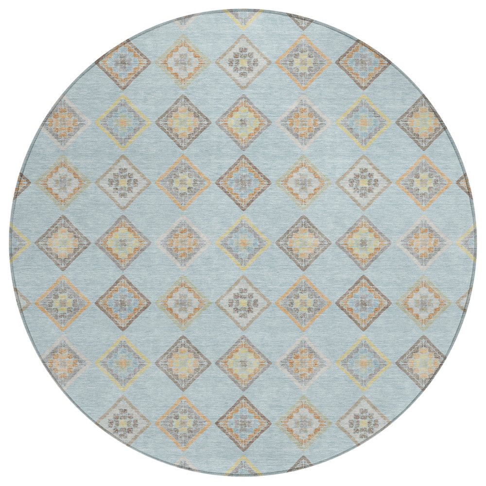 Machine Washable Indoor/Outdoor Chantille ACN2624 Blue 8' x 8' Round Rug. Picture 1