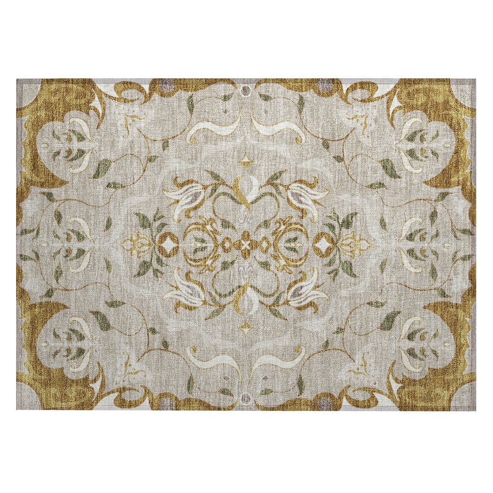 Machine Washable Indoor/Outdoor Chantille ACN2625 Brown 1'8" x 2'6" Rug. Picture 1