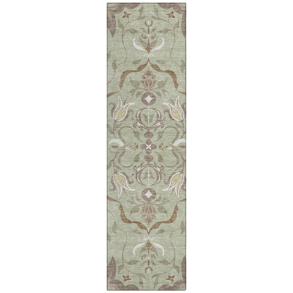 Machine Washable Indoor/Outdoor Chantille ACN2625 Green 2'3" x 7'6" Runner Rug. Picture 1