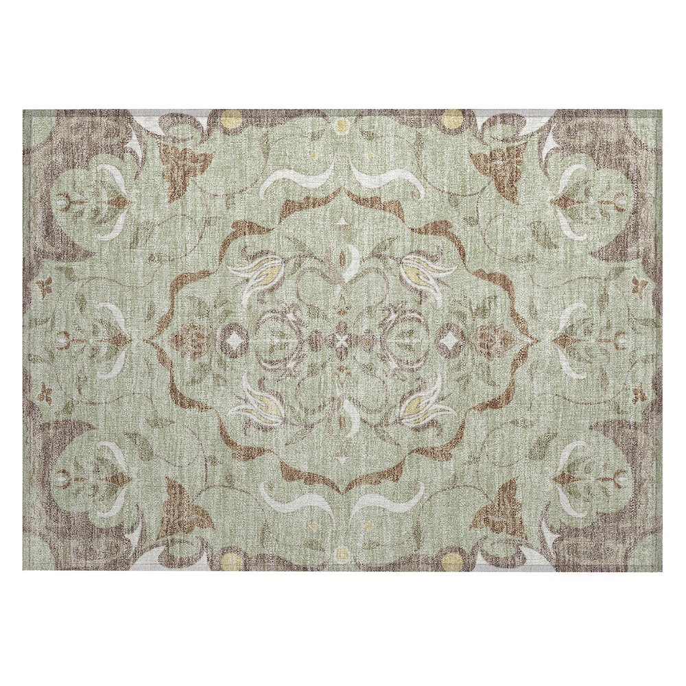 Machine Washable Indoor/Outdoor Chantille ACN2625 Green 1'8" x 2'6" Rug. Picture 1