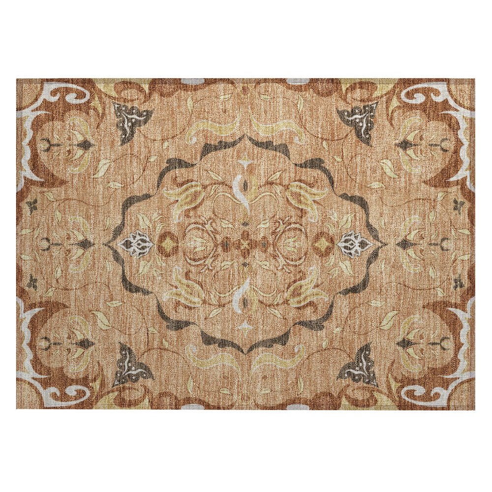 Machine Washable Indoor/Outdoor Chantille ACN2625 Orange 1'8" x 2'6" Rug. Picture 1