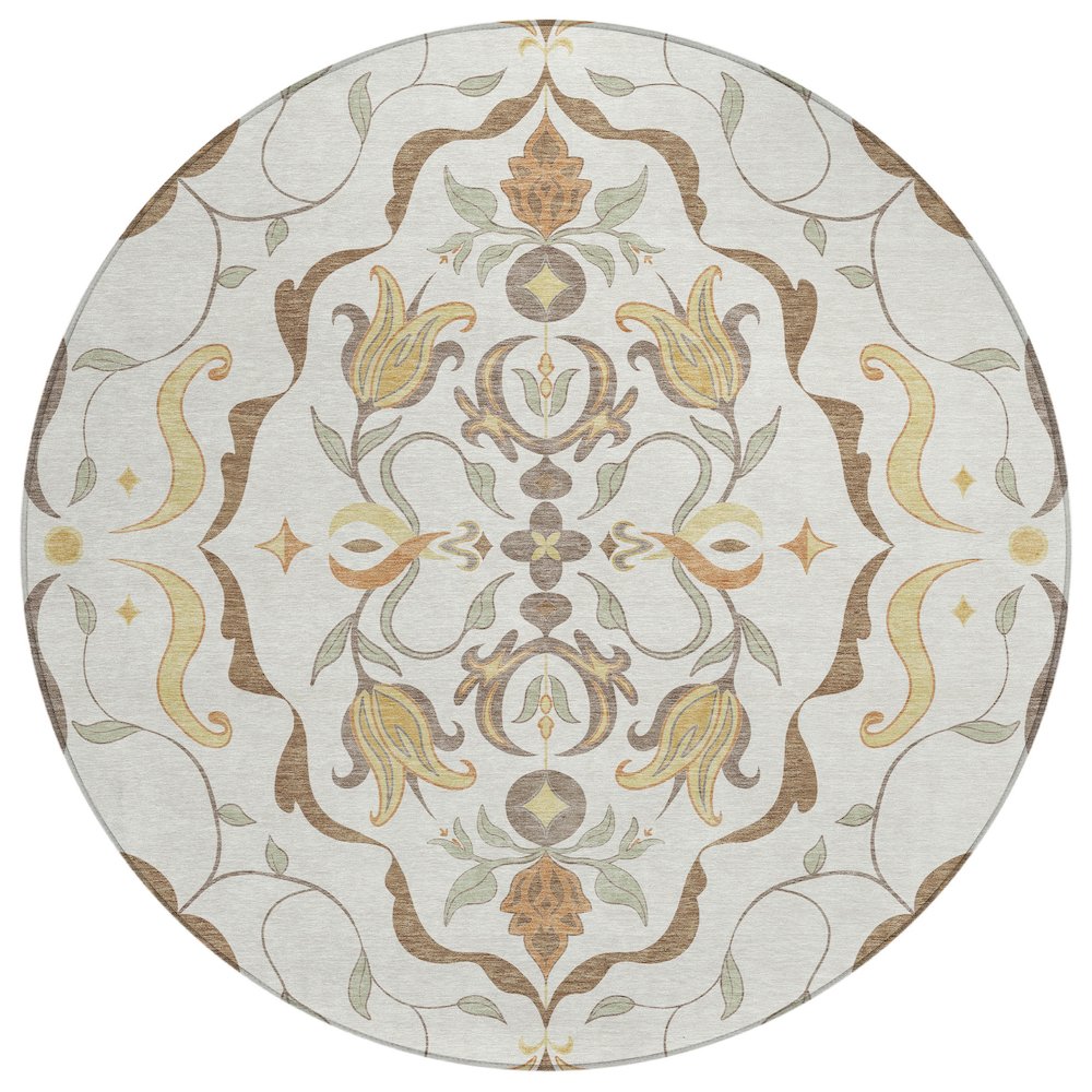 Machine Washable Indoor/Outdoor Chantille ACN2625 Ivory 8' x 8' Round Rug. Picture 1