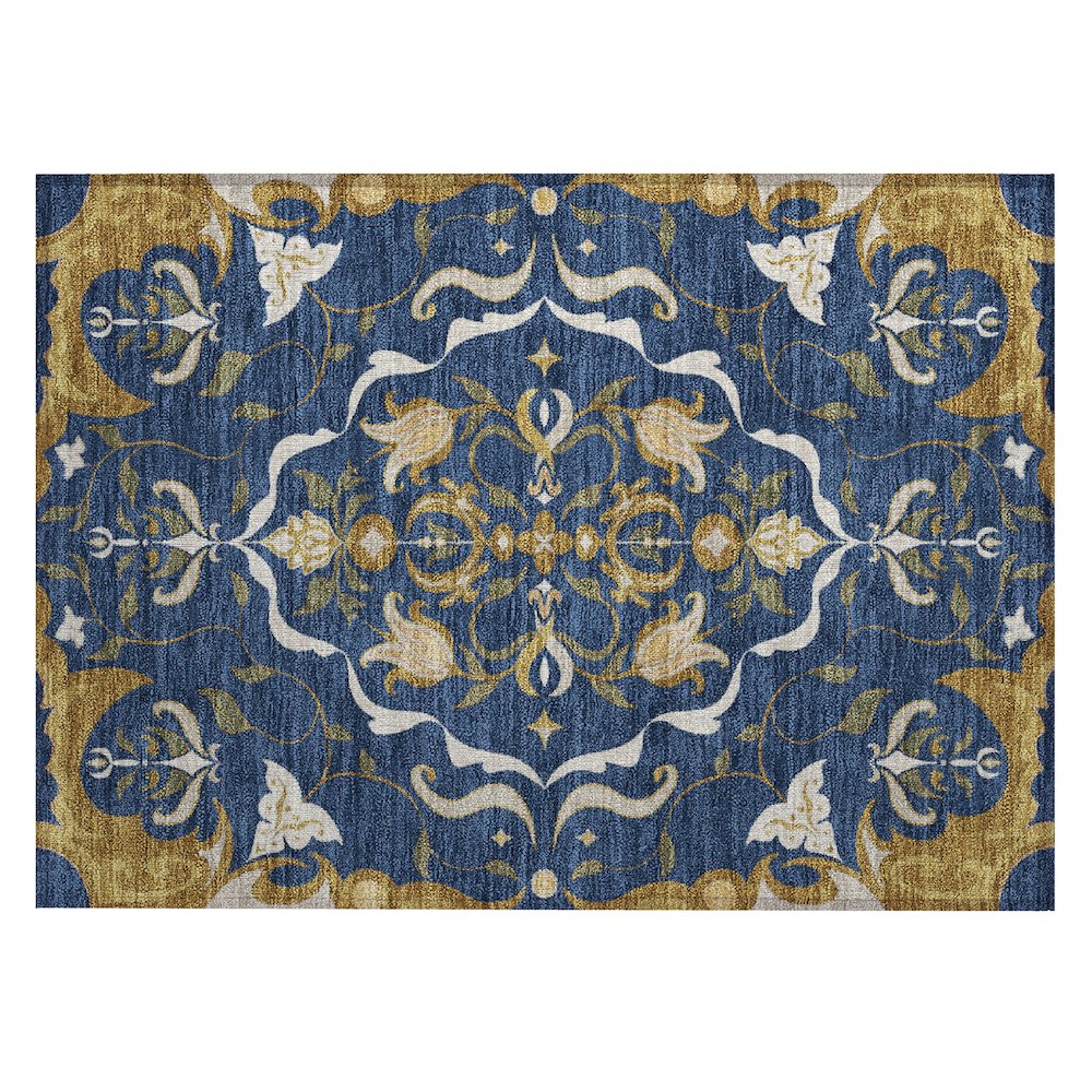 Machine Washable Indoor/Outdoor Chantille ACN2625 Blue 1'8" x 2'6" Rug. Picture 1