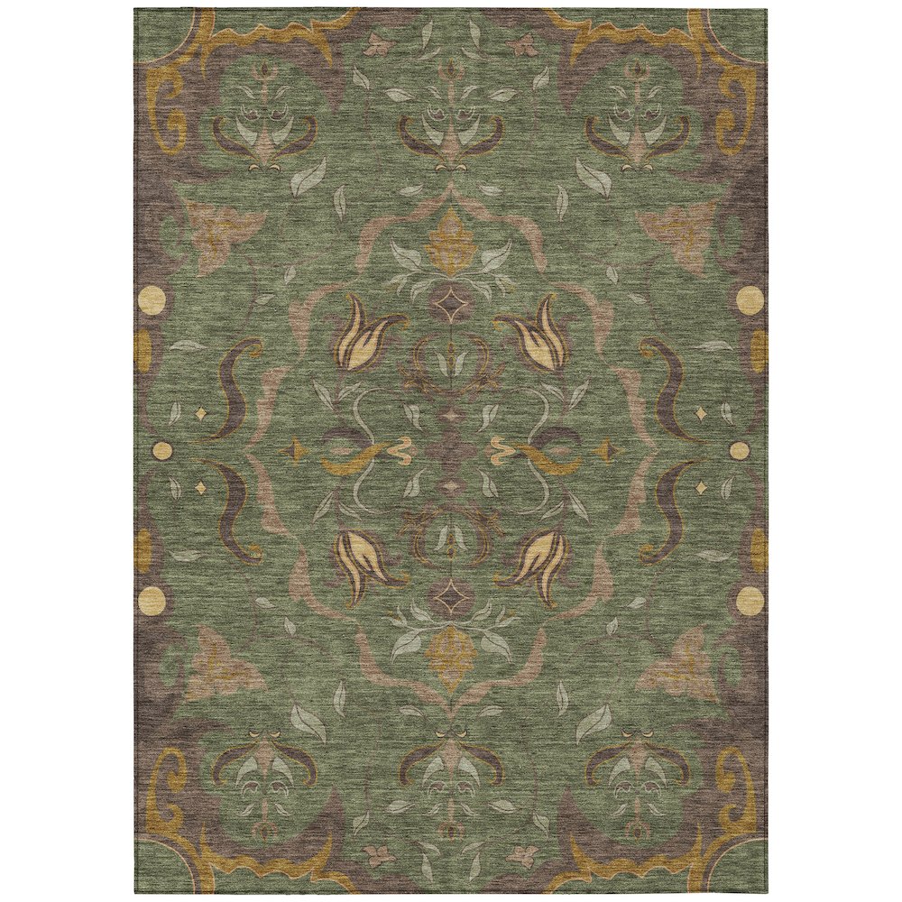 Machine Washable Indoor/Outdoor Chantille ACN2625 Green 2'6" x 3'10" Rug. Picture 1