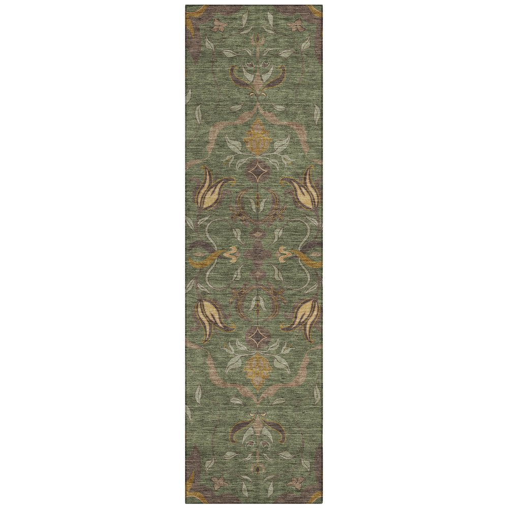 Machine Washable Indoor/Outdoor Chantille ACN2625 Green 2'3" x 7'6" Runner Rug. Picture 1