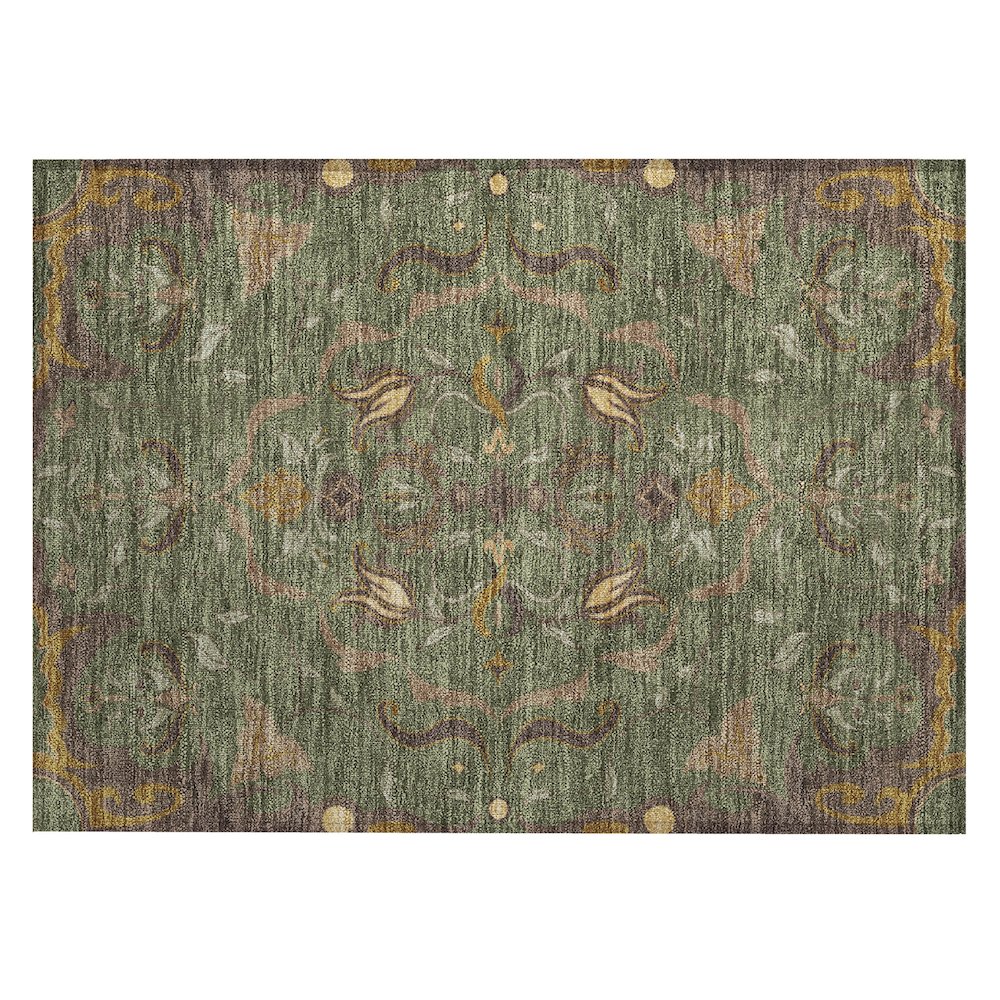 Machine Washable Indoor/Outdoor Chantille ACN2625 Green 1'8" x 2'6" Rug. Picture 1