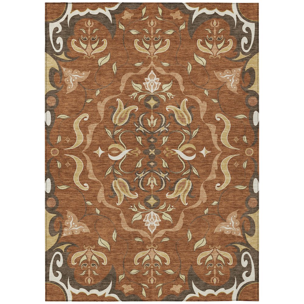Machine Washable Indoor/Outdoor Chantille ACN2625 Orange 2'6" x 3'10" Rug. Picture 1