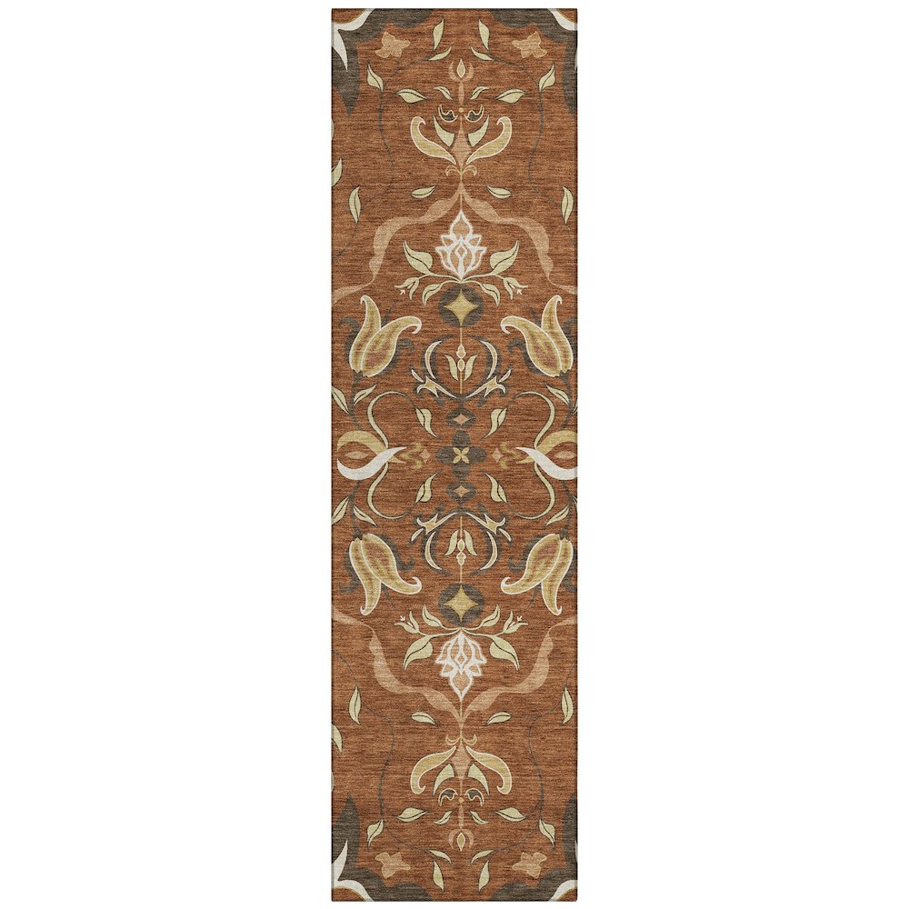 Machine Washable Indoor/Outdoor Chantille ACN2625 Orange 2'3" x 7'6" Runner Rug. Picture 1