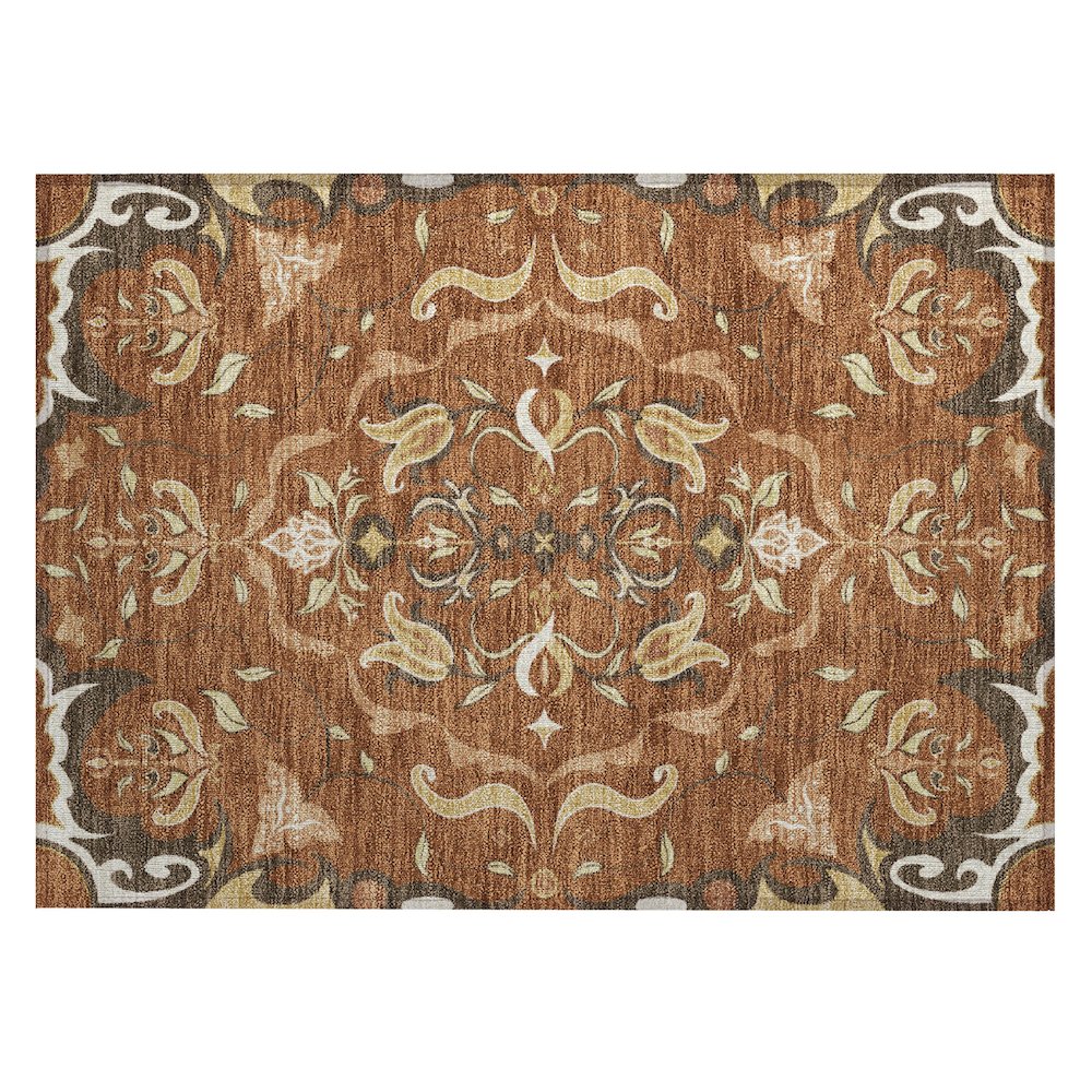 Machine Washable Indoor/Outdoor Chantille ACN2625 Orange 1'8" x 2'6" Rug. Picture 1