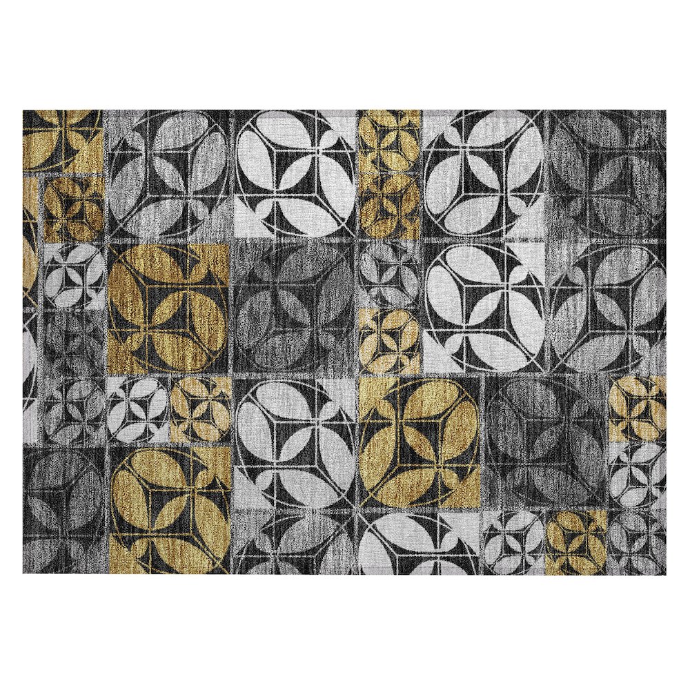 Machine Washable Indoor/Outdoor Chantille ACN2626 Black 1'8" x 2'6" Rug. Picture 1
