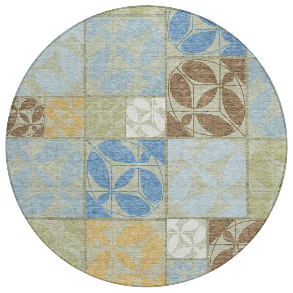 Machine Washable Indoor/Outdoor Chantille ACN2626 Green 8' x 8' Round Rug. Picture 1