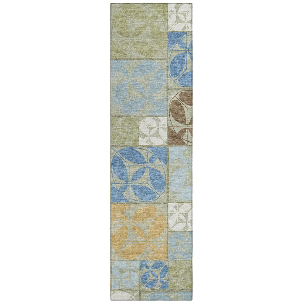 Machine Washable Indoor/Outdoor Chantille ACN2626 Green 2'3" x 7'6" Runner Rug. Picture 1