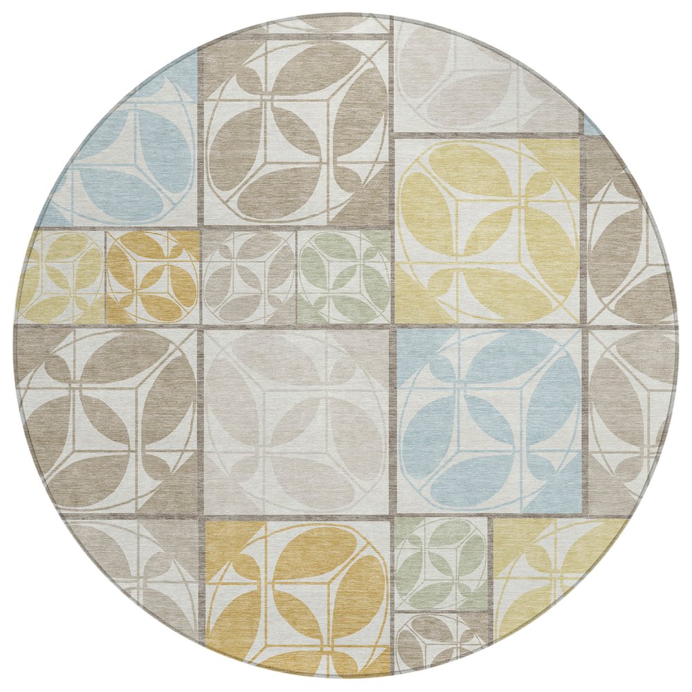 Machine Washable Indoor/Outdoor Chantille ACN2626 Ivory 8' x 8' Round Rug. Picture 1