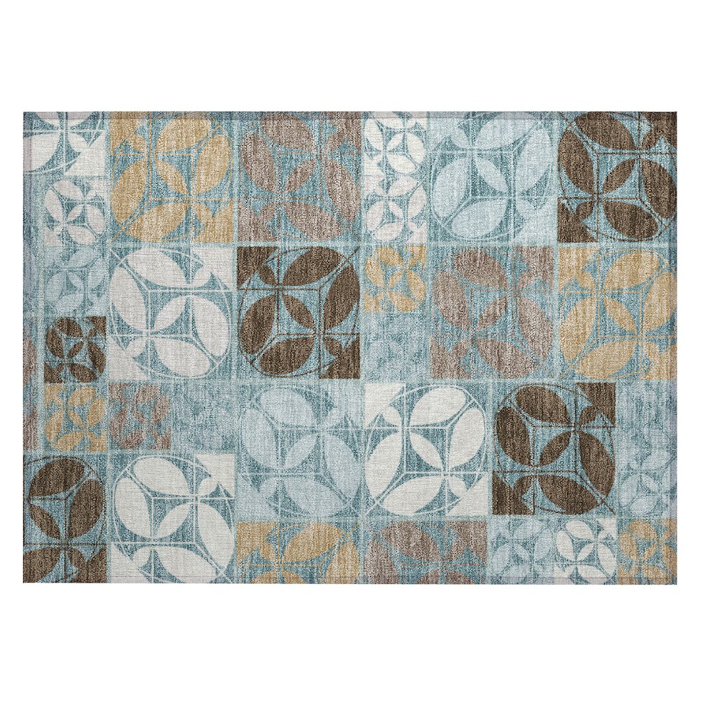 Machine Washable Indoor/Outdoor Chantille ACN2626 Teal 1'8" x 2'6" Rug. Picture 1