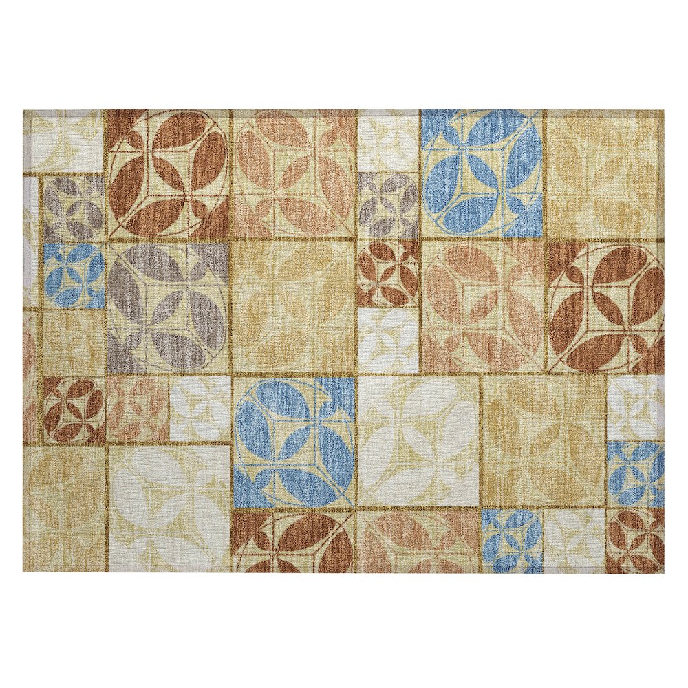 Machine Washable Indoor/Outdoor Chantille ACN2626 Gold 1'8" x 2'6" Rug. Picture 1