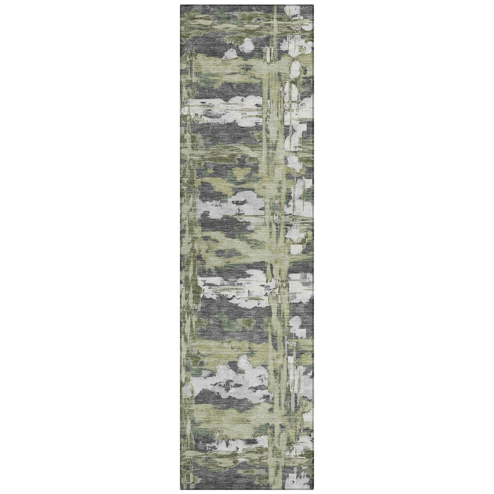Machine Washable Indoor/Outdoor Chantille ACN2627 Green 2'3" x 7'6" Runner Rug. Picture 1