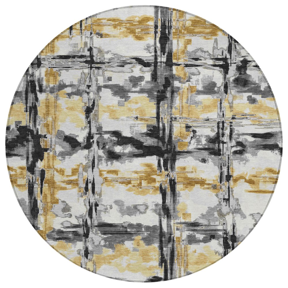 Machine Washable Indoor/Outdoor Chantille ACN2627 Gray 8' x 8' Round Rug. Picture 1
