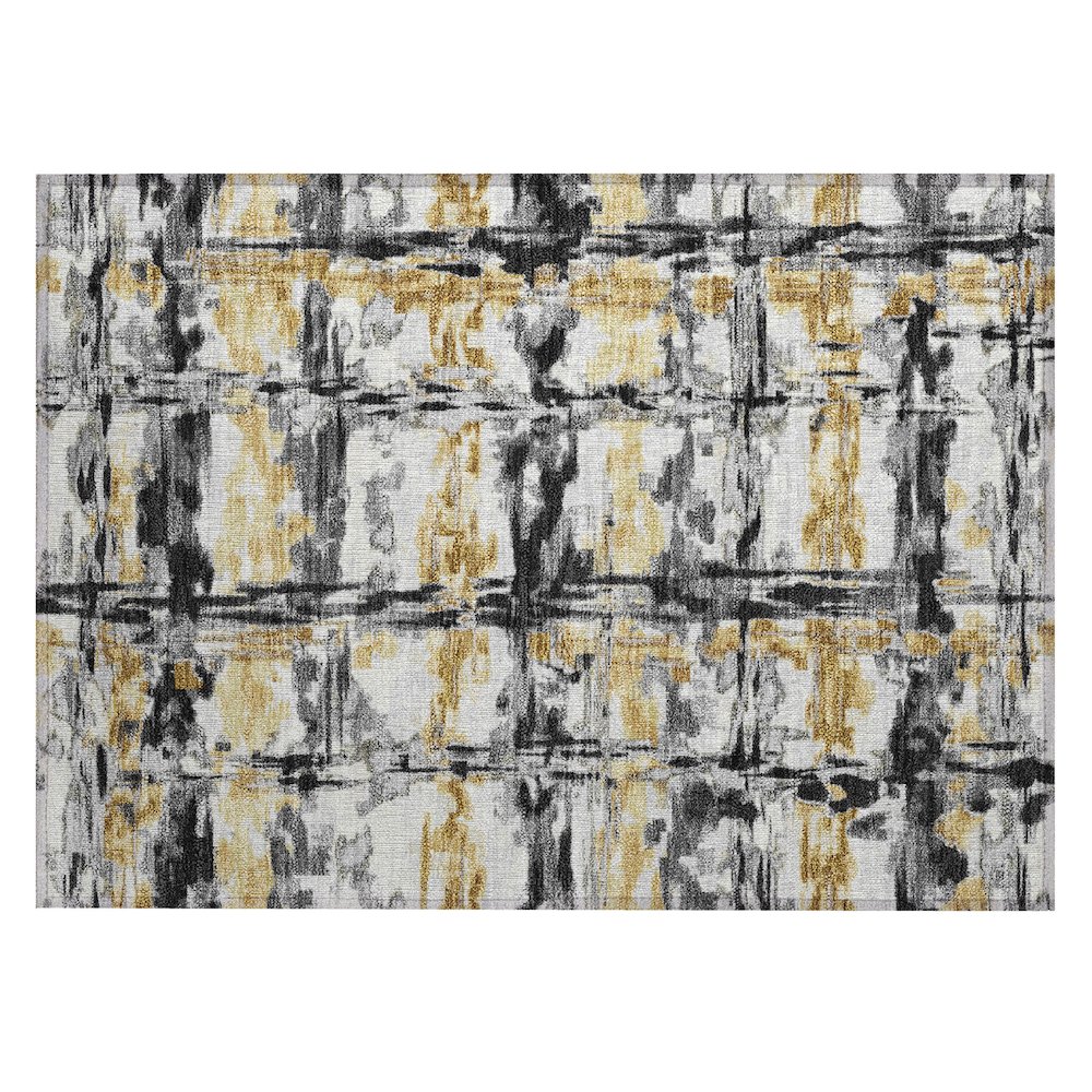 Machine Washable Indoor/Outdoor Chantille ACN2627 Gray 1'8" x 2'6" Rug. Picture 1