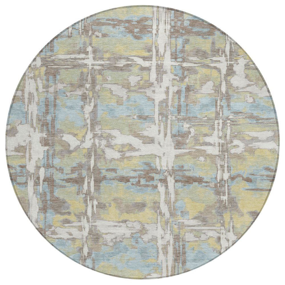 Machine Washable Indoor/Outdoor Chantille ACN2627 Ivory 8' x 8' Round Rug. Picture 1