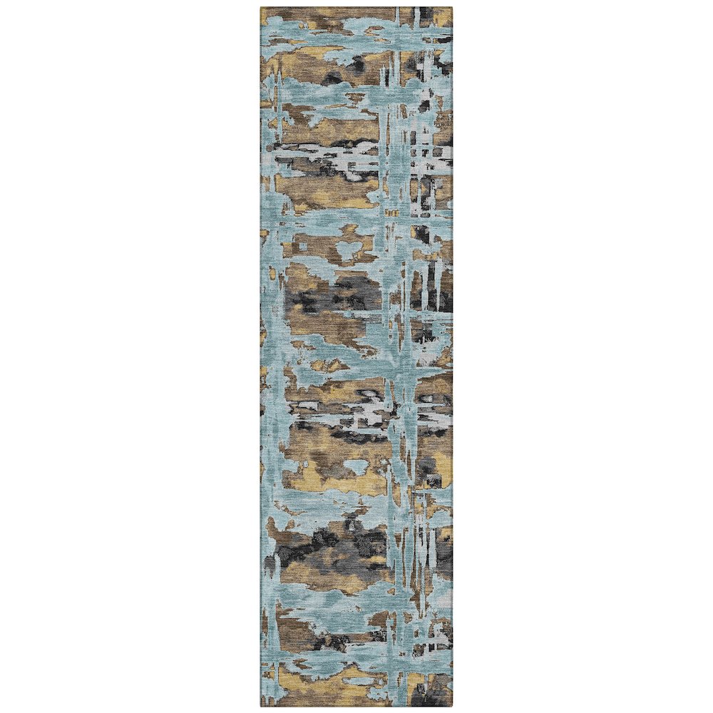Machine Washable Indoor/Outdoor Chantille ACN2627 Teal 2'3" x 7'6" Runner Rug. Picture 1